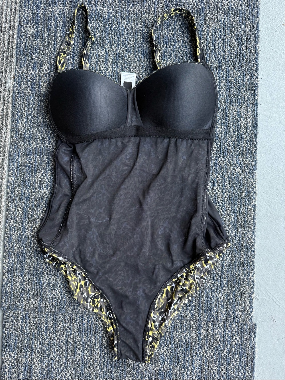 Nip Tuck Black One-Piece Swimsuit with Yellow & White Print - Picture 5 of 8